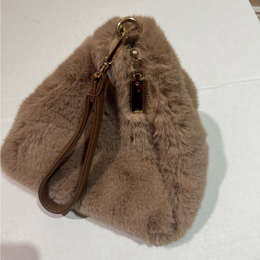 Luxurious Faux Fur Wristlet in Brown